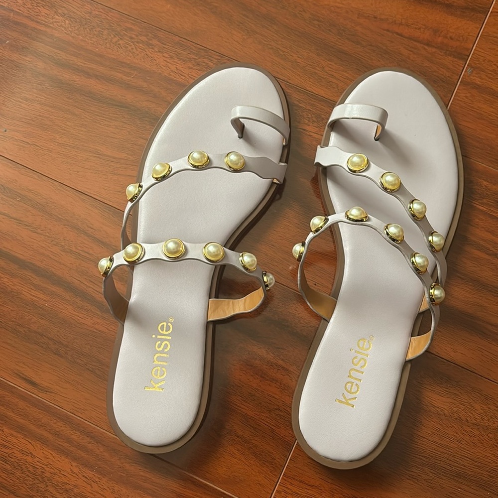 Pearl studded sandals - never worn out